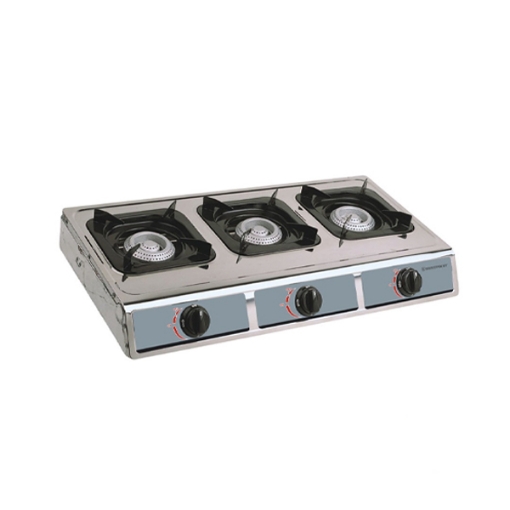 Picture of Westpoint Table Top 3 Gas Burners  Auto Ignition  Stainless steel 4mm  WPWTJ-3411-GICS