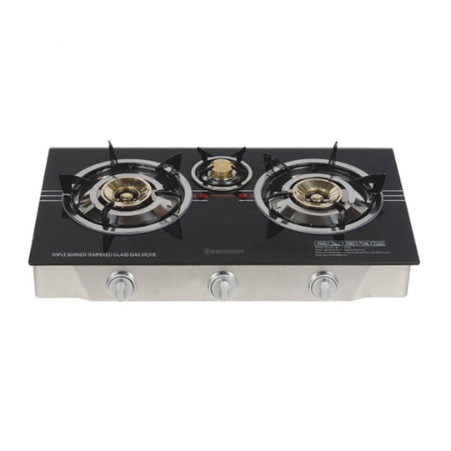 Picture of Westpoint Table Top 3 Gas Burner  Auto Ignition  Stainless steel 8mm Glass Panel -WPWTJ-3820-GIG