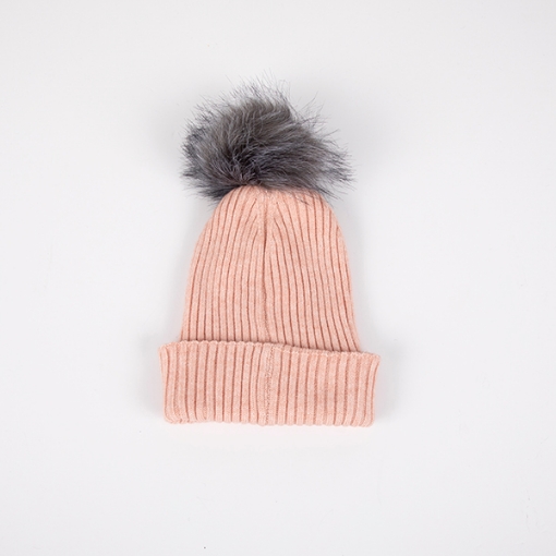 Picture of Knit Beanie with Pom Pom Pink, Free Size