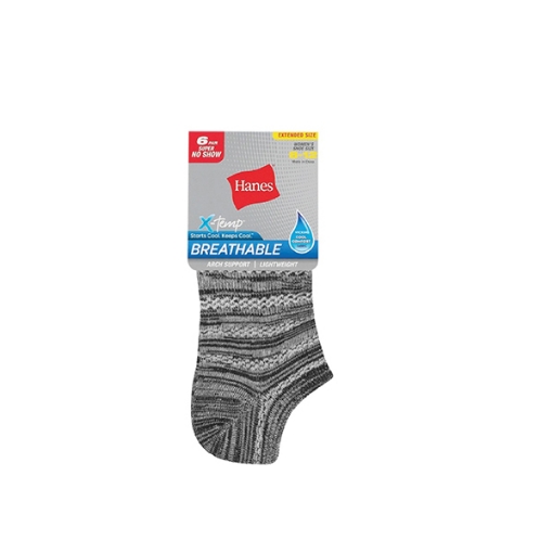 Picture of Hanes Lightweight and Breathable Super No Show Socks Pack of 6, 5-9