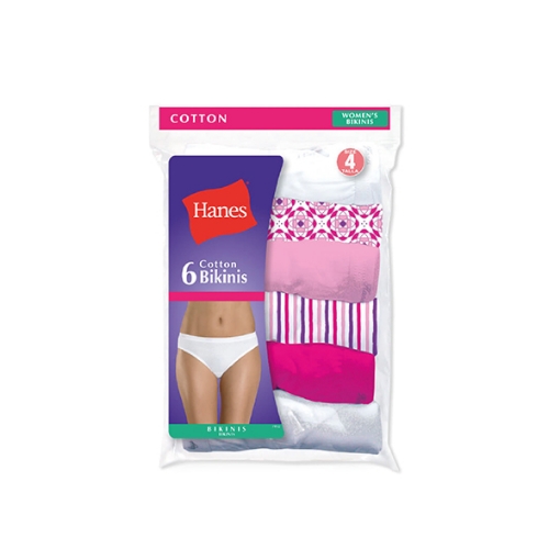 UTC . Hanes Pack of 6 Women's Cotton Bikini Panties
