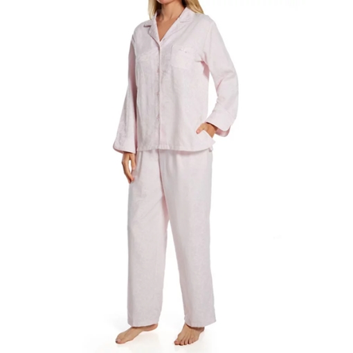 Picture of Miss Elaine Brushed Back Satin Pajama Set, Pink