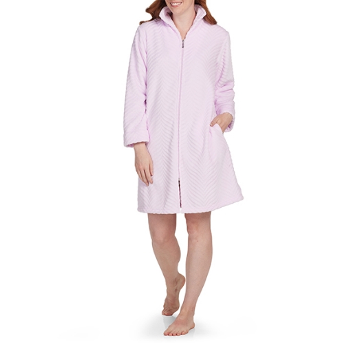 Picture of Miss Elaine French Fleece Short Robe With Zip, Lavender