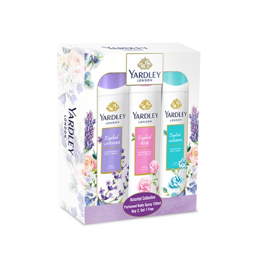 Picture of Yardley Body Spray Tri Pack Lavender + Eng Rose + Gardenia 150ML
