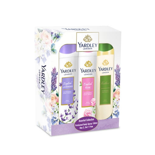 Picture of Yardley Body Spray Tri Pack Lavender + Eng Rose + Feather 150ML