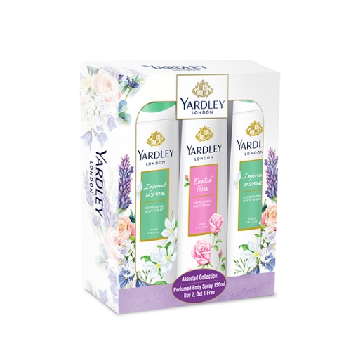 Picture of Yardley Body Spray Tri Pack Jasmine + Eng.Rose150ML