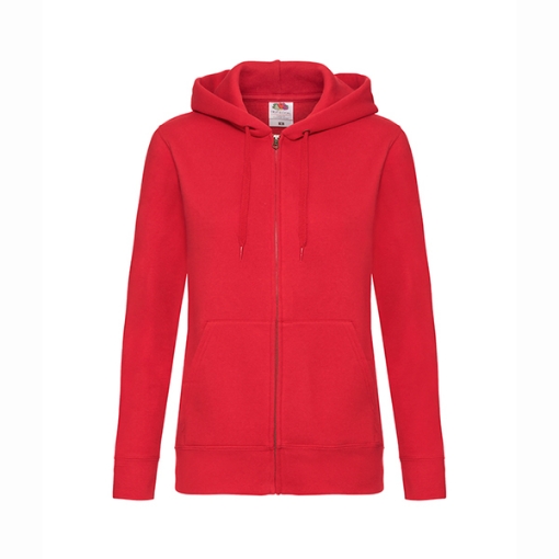 Picture of Fruit of the Loom Ladies Premium Hooded Sweat Jacket, Red