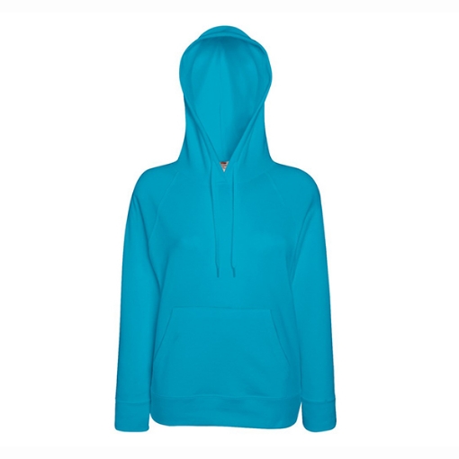 Picture of Fruit of the Loom Ladies Light weight Hooded Sweat, Azure Blue