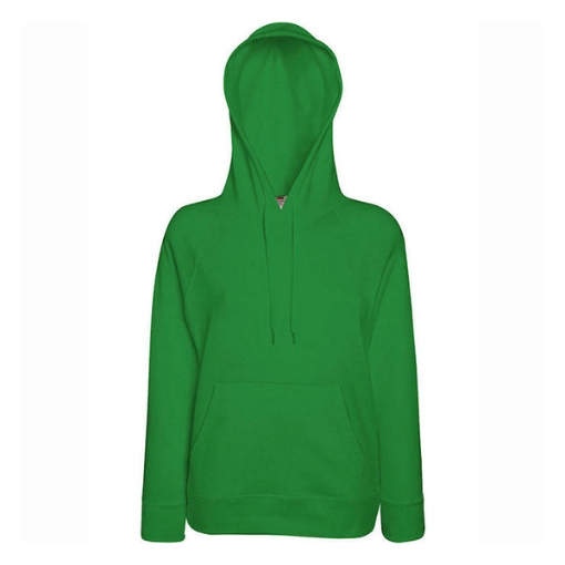 Picture of Fruit of the Loom Ladies Light weight Hooded Sweat, Kelly Green