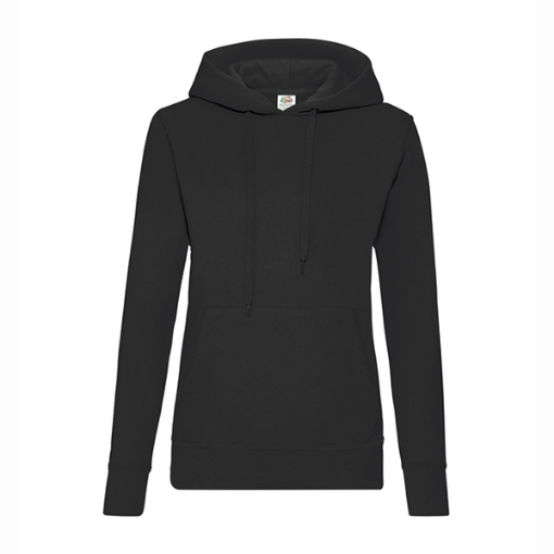 Picture of Fruit of the Loom Ladies Classic Hooded Sweat, Black