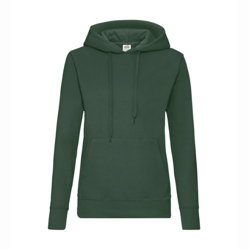 Picture of Fruit of the Loom Ladies Classic Hooded Sweat, Bottle Green
