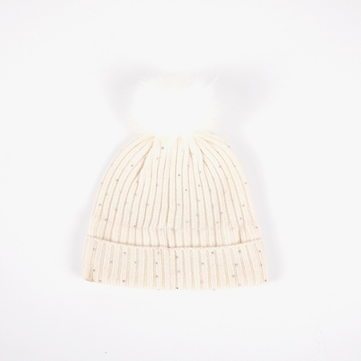 Picture of Knit Beanie with Pom Pom White, Free Size 