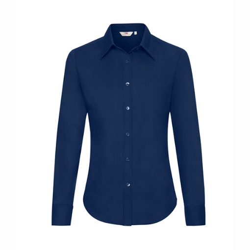 Picture of Fruit of the Loom Ladies Oxford Long Sleeve Shirt, Navy