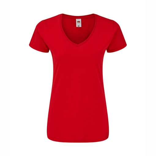 Picture of Fruit of the Loom Ladies Iconic 150 V-Neck Tee, Red