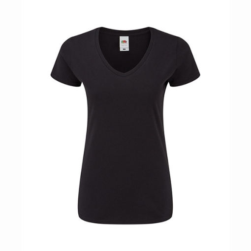 Picture of Fruit of the Loom Ladies Iconic 150 V-Neck Tee, Black