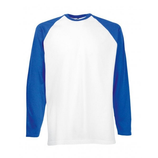 Picture of Fruit of the Loom T-Shirt Long Sleeve Valueweight Baseball, White/Royal Blue