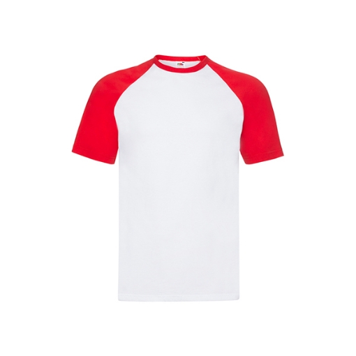 Picture of Fruit of the Loom T-Shirt Short Sleeve Valueweight Baseball, White/Red