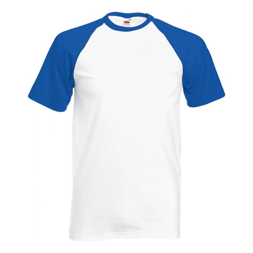 Picture of Fruit of the Loom T-Shirt Short Sleeve Valueweight Baseball, White/Royal Blue