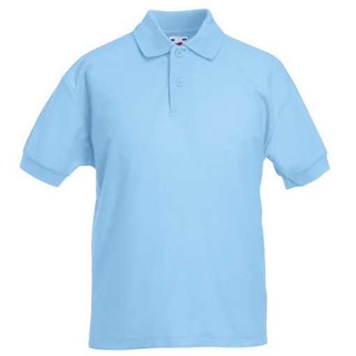 Picture of Fruit of the Loom Kids Polo T-shirt, Sky blue