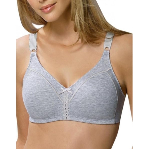 Picture of Double Support Cotton Blend Wireless Bra, Heather Grey
