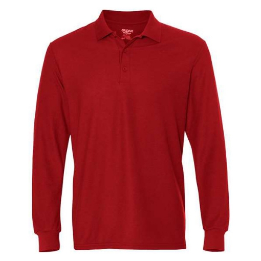 Picture of Gildan Polo Shirt Long Sleeve, Red