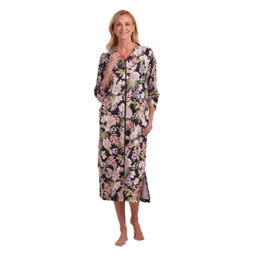 Picture of Miss Elaine Long Robe Long Sleeve - MISE864843UT - Pink/Black Tropical