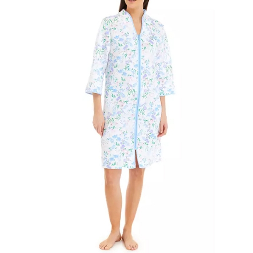 Picture of Miss Elaine Short Robe Long Sleeve - MISE363842UT - Multi - Color Floral Stems
