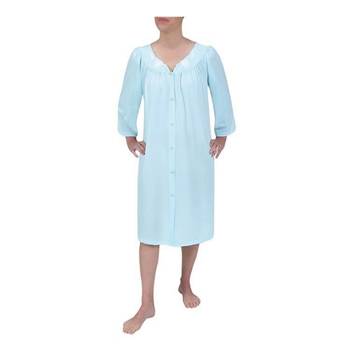 Picture of Miss Elaine Short Robe Long Sleeve With Button-MISE35809UTX, Seafoam