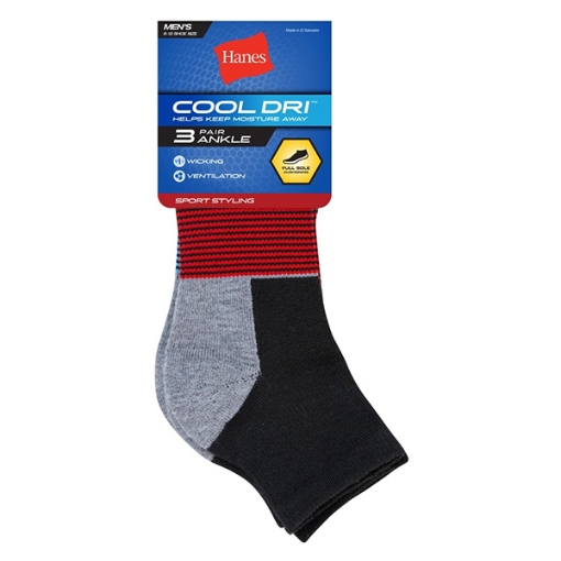 Picture of Hanes Pack of 3 Socks Ankle , 10032894, Black