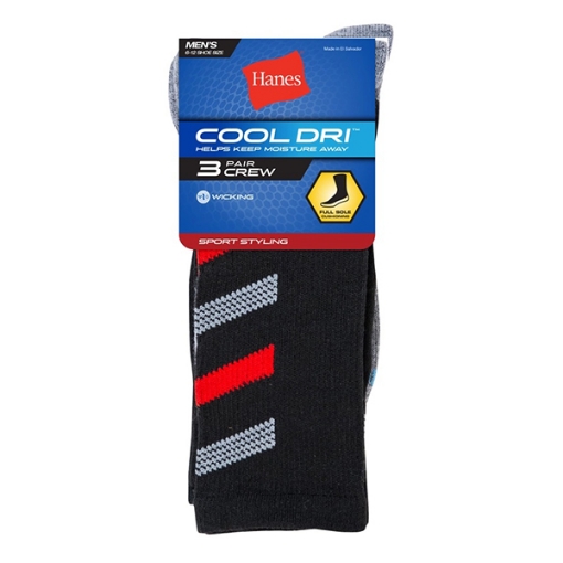 Picture of Hanes Pack of 3 Socks Crew , 10032895, Black