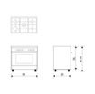 Picture of Glemgas Gas Cooker 5 burners 90X60cm GLST9634GI01AM - Stainless Steel
