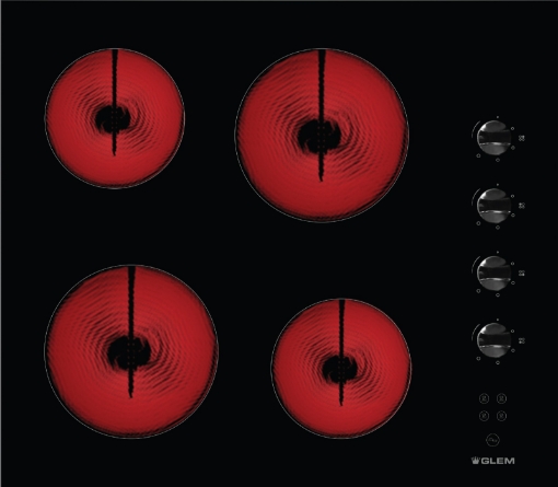 Picture of Glemgas Built-In Ceramic Hob 60cm, GLGTH64K - Stainless Steel Structure
